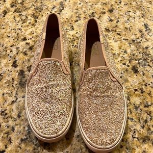 Keds Kate Spade gold glitter double decker slip on